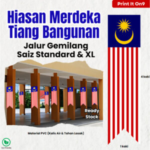Bendera Malaysia Menegak Jalur Gemilang untuk Gegantung dan Sekolah