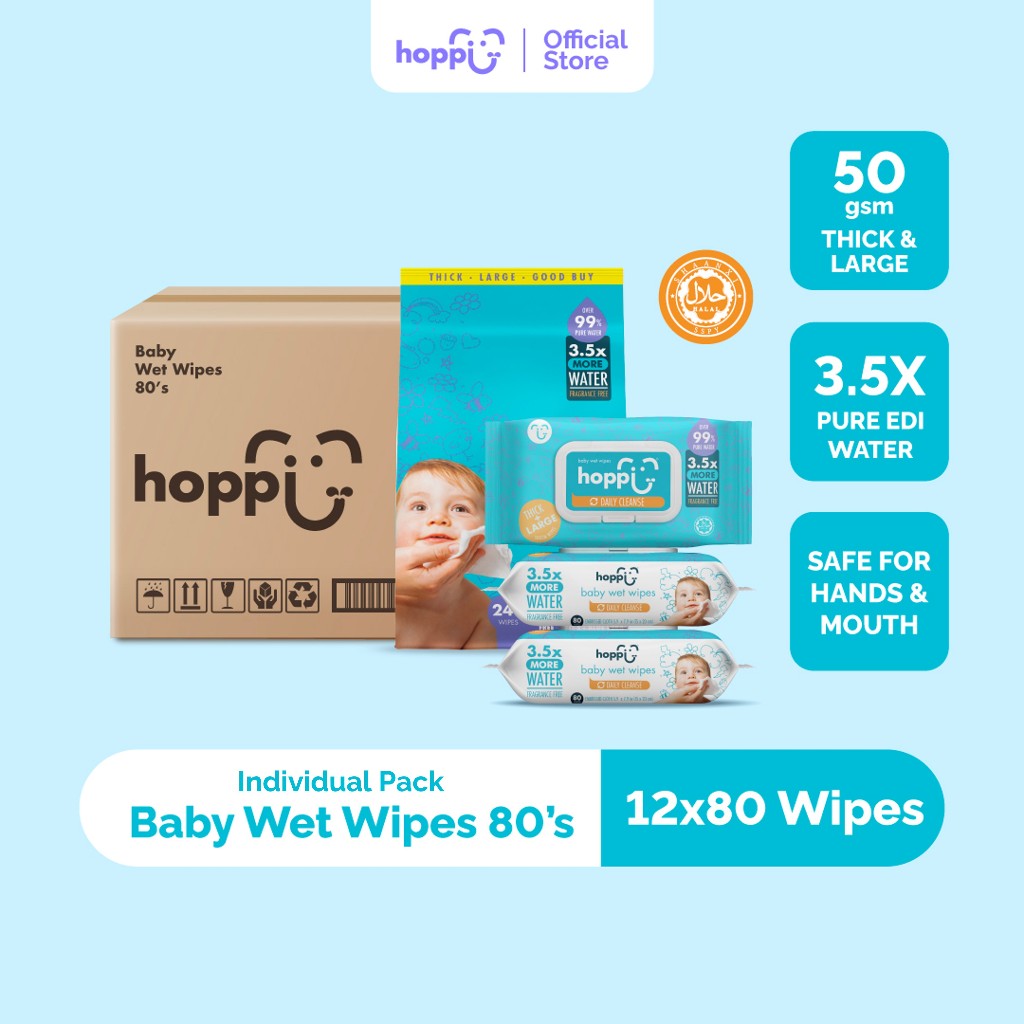 Hoppi Premium Baby Water Wipes: Pilihan Tisu Basah Karton 12 Paket