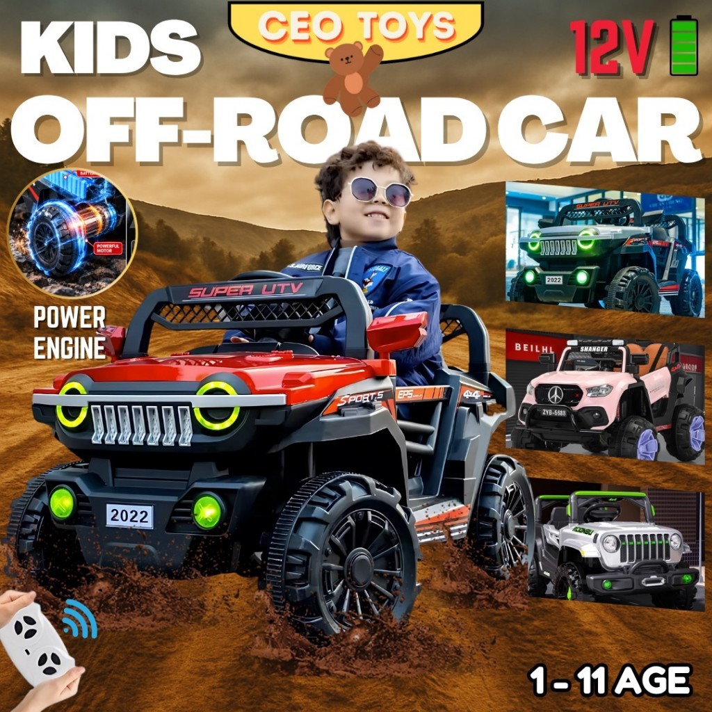 CEOTOYS Kids Electric Ride On Car: Kereta Mainan Elektrik Luar Jalan untuk Kanak-Kanak