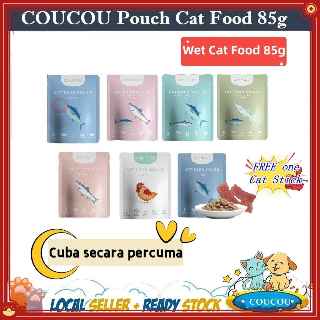 Makanan Basah Kucing COUCOU Cat Pouch 85g: Ciri dan Pilihan Perisa
