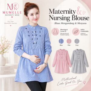 [D01] Long Sleeve Pregnant Blouse Maternity Baju Mengandung Nursing Cloth