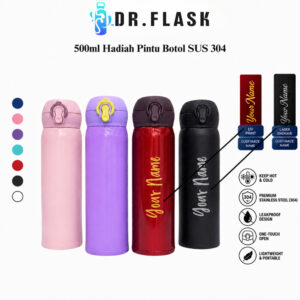 TERMOS DrFlask 500ml 304 SUS Ukiran Laser untuk HADIAH dan Kegunaan Harian