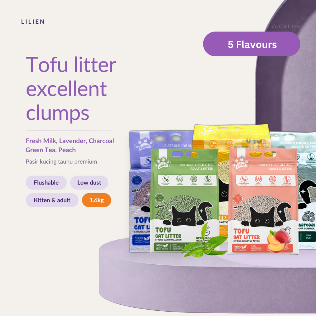 Lilien Premium Super Clumping Cat Litter Pilihan Pasir Tofu dan Ubi Kayu 4L