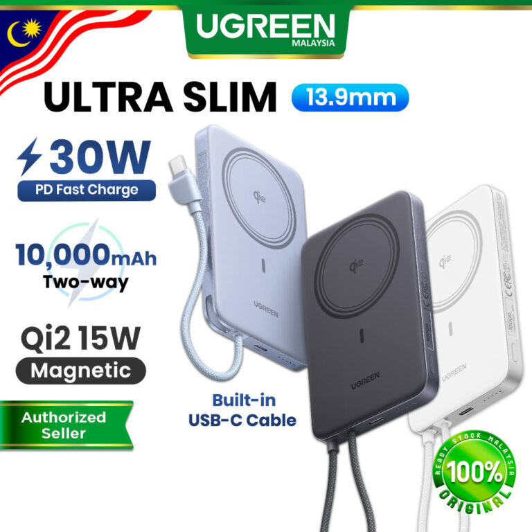 Powerbank Magsafe UGREEN Qi2 10000mAh: Pilihan Rebat Pantas 30W dengan Kabel USB-C Terbina