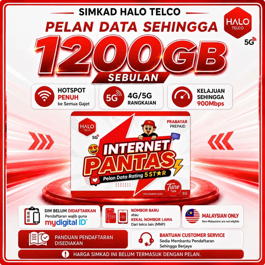 SimKad Halo Telco TuneTalk: Pilihan Pelan Internet 4G dan 5G Tanpa Had