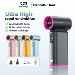 GOOJODOQ 4 In 1 Handheld Mini Fan: Fungsi Jet Fan Berkelajuan Tinggi