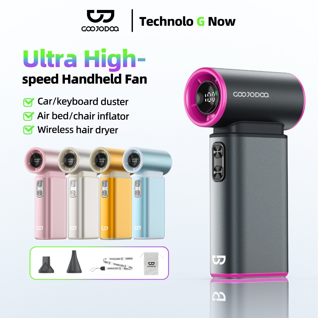 GOOJODOQ 4 In 1 Handheld Mini Fan: Fungsi Jet Fan Berkelajuan Tinggi