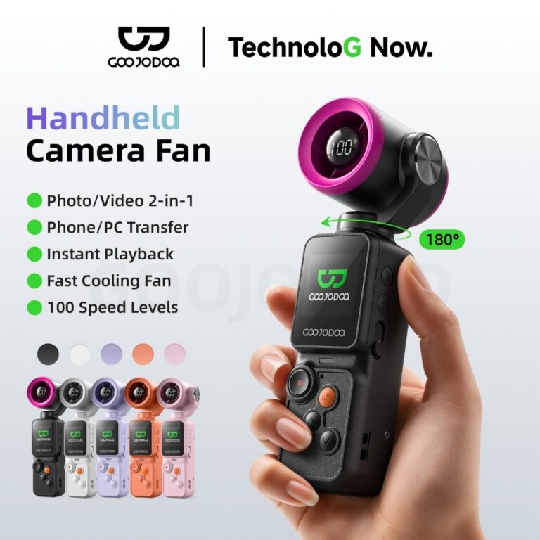 GOOJODOQ GFS025 Handheld Camera Fan: Penyejuk Tangan dengan Rakaman Video