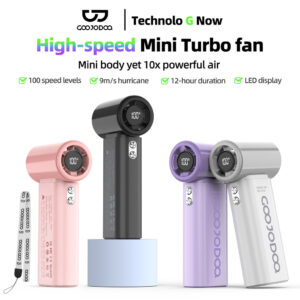GOOJODOQ Mini Fan Display High Speed: Kipas Tangan Turbo Mudah Alih
