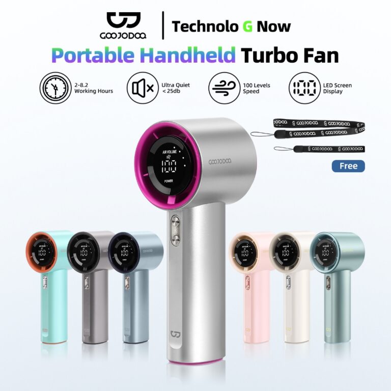 GOOJODOQ Mini Fan dengan Turbo Jet: Kelajuan Tinggi dan Fungsi Lampu Saku
