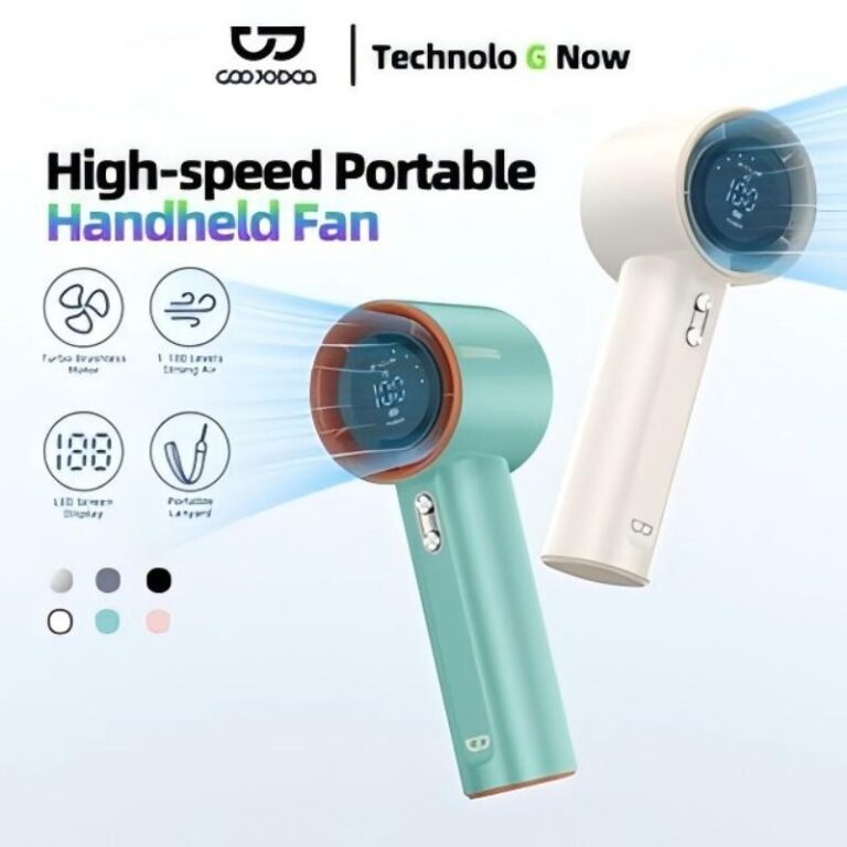 GOOJODOQ Portable Handheld Stepless Speed Adjustment Mini Fan: Ciri dan Pandangan Praktikal