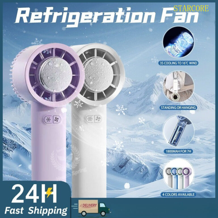 Kipas Mini Pegang Tangan Handheld Ice Cooling Fan Berserta Fungsi Penyejukan Semikonduktor