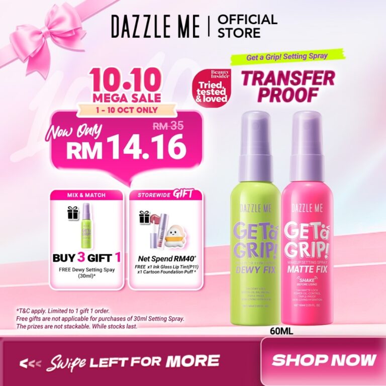 DAZZLE ME Get A Grip Dewy dan Matte Setting Spray