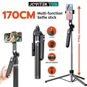 JQVITEK TR13S Selfie Stick Tripod 1.7M dengan Lampu Isi dan Kawalan Jauh Magnetik