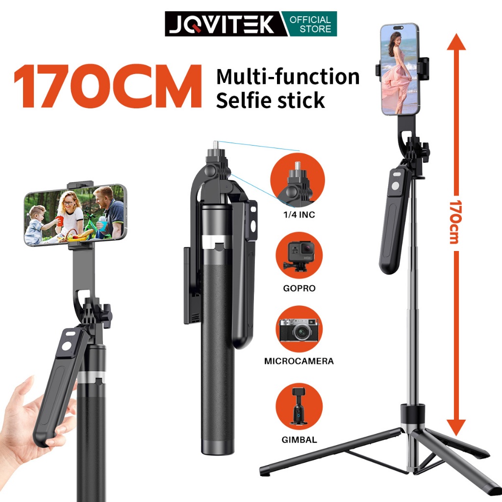 JQVITEK TR13S Selfie Stick Tripod 1.7M dengan Lampu Isi dan Kawalan Jauh Magnetik