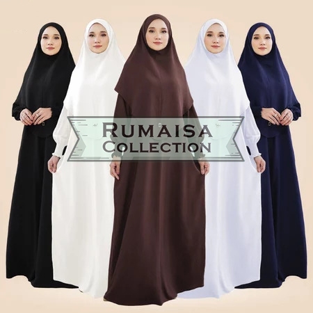 JUBAH ABAYA MEKAH BY RUMAISA BAJU UMRAH MUSLIMAH IRONLESS KAFTAN