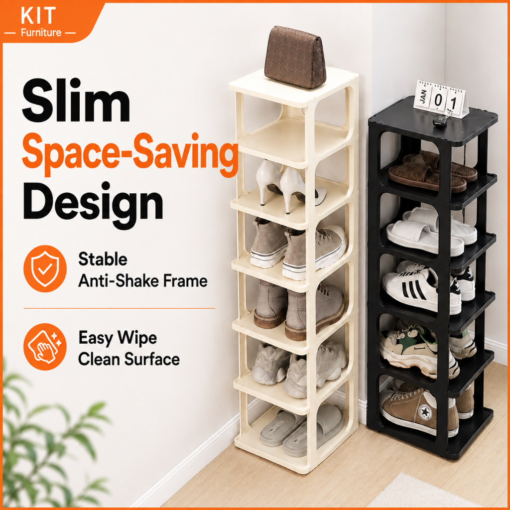 Rak Kasut Lipat Bertingkat Kit Furniture: Pilihan Susun Ruang Sempit