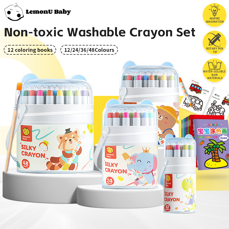 LemonU Baby Crayon Tidak Toksik Boleh Dibasuh Kanak-Kanak Lukisan Set