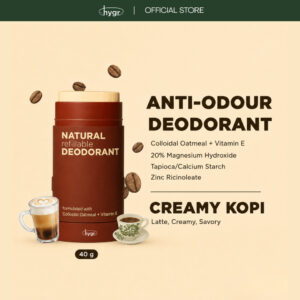HYGR Natural Refillable Deodorant Stick Creamy Kopi 40g: Ciri