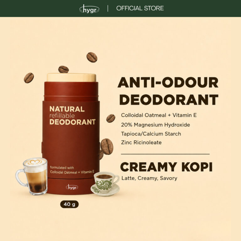 HYGR Natural Refillable Deodorant Stick Creamy Kopi 40g: Ciri