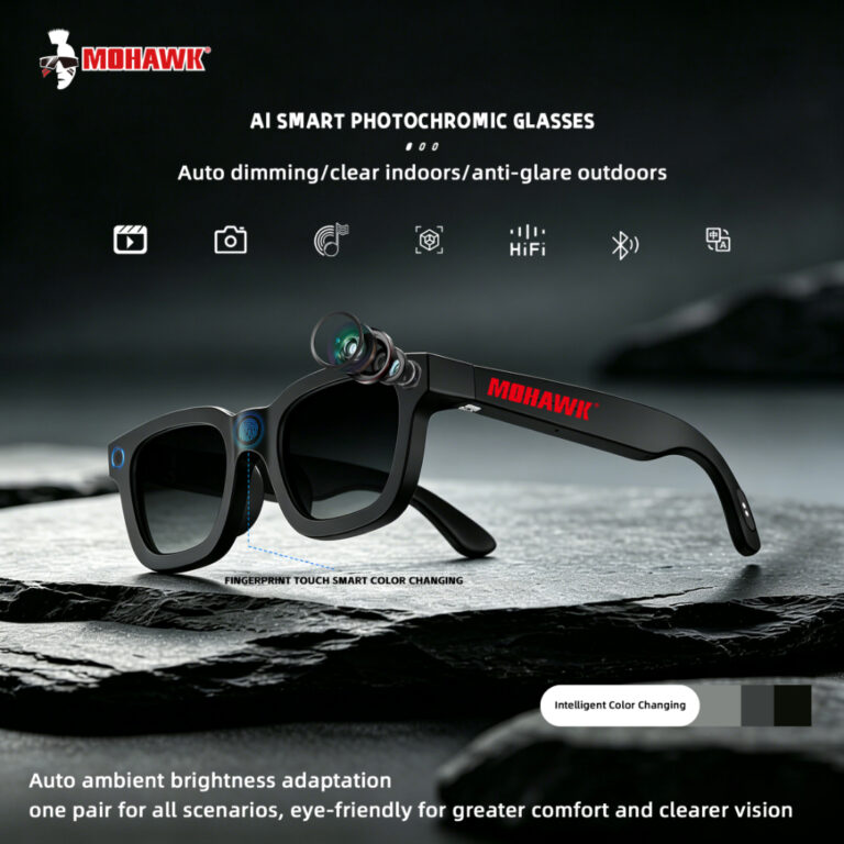 MOHAWK Smart AI Photochromic Glasses: Kamera 8Mp, Audio Open-Ear dan Terjemahan Masa Nyata