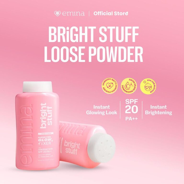 Bedak EMINA Bright Stuff Loose Face Powder 55g untuk Kulit Cerah dan Bebas Kilap