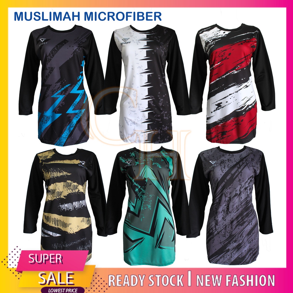 Baju Sukan MUSLIMAH LENGAN PANJANG MICROFIBER Plain MSML
