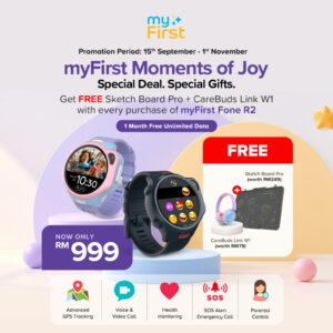 myFirst Fone R2: Jam Pintar 4G eSIM Kanak-Kanak dengan GPS dan Panggilan
