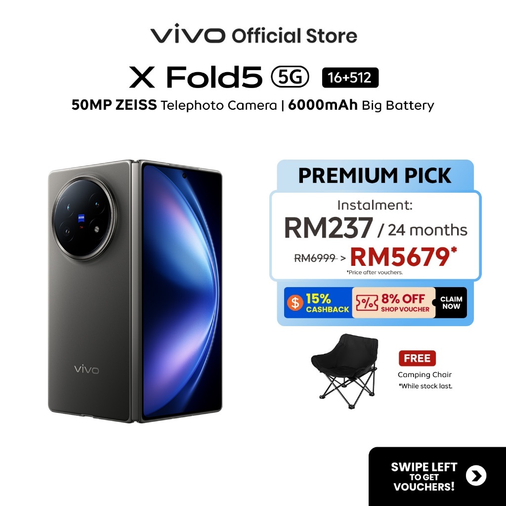 Vivo X Fold5: Telefon Lipat Ultra-Nipis dengan Bateri 6000mAh dan Kamera ZEISS