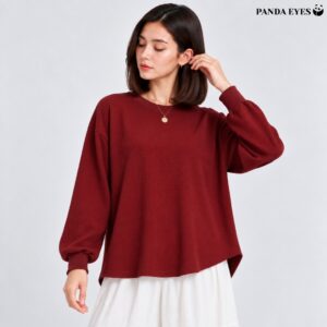PANDAEYES JINA Waffle Blouse: Rekaan Longgar dan Selesa