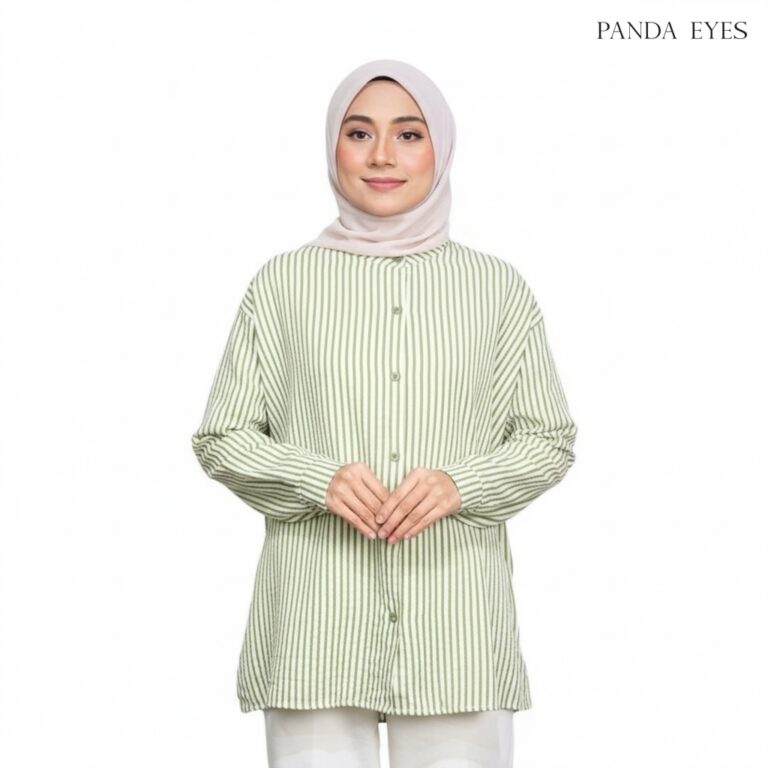 PANDAEYES KEMEJA ALLYSA Ironless, Potongan Loose Stripe untuk Harian dan Pejabat