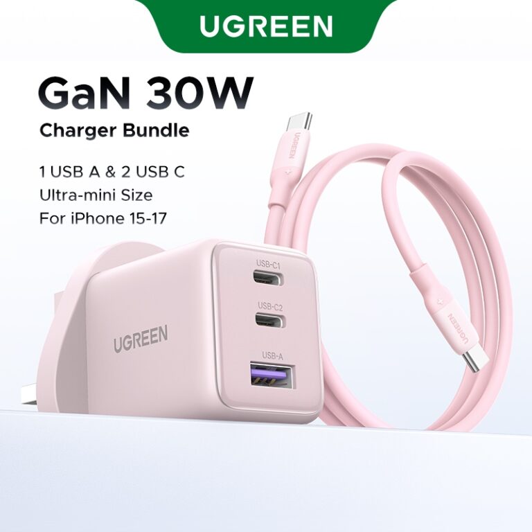 Set Pengecas UGREEN PD30W GaN Berserta Kabel 1M untuk Siri iPhone