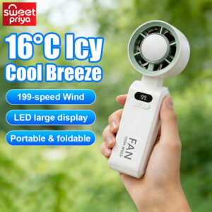 Kipas Tangan Mudah Alih Portable Handheld Fan Foldable Mini Long Battery 135°