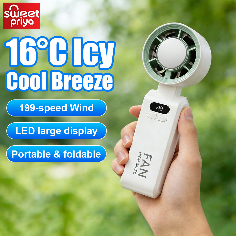 Kipas Tangan Mudah Alih Portable Handheld Fan Foldable Mini Long Battery 135°
