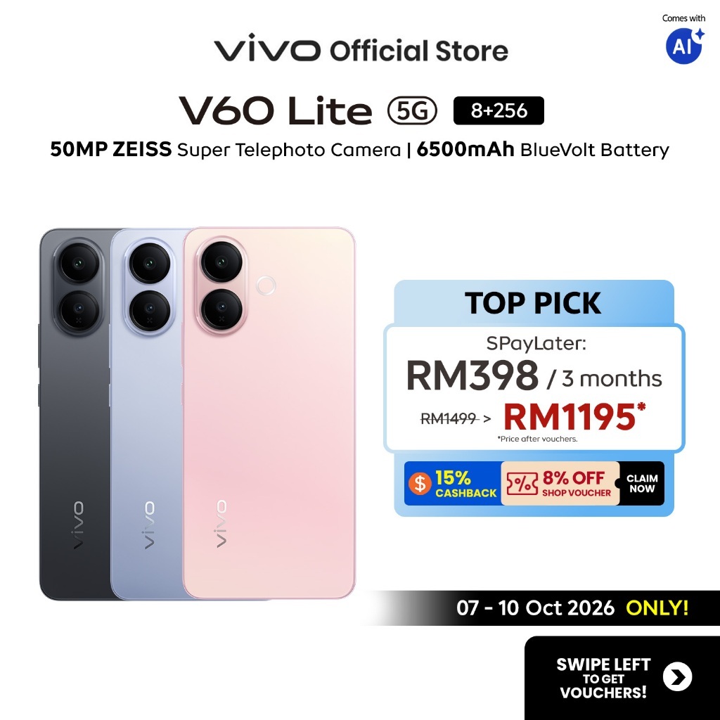 Vivo V60 Lite 5G: Spesifikasi Utama, Kamera Sony IMX882 dan Bateri 6500mAh