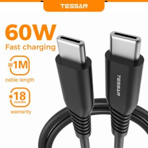 Kabel Pengecas TESSAN 60W USB-C ke USB-C 1 Meter