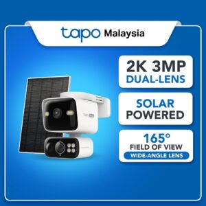 TP-Link Tapo C645D KIT: Kamera Suria Dwi-Kanta 2K 3Mp untuk Pemantauan Luar Pintar