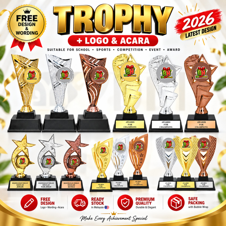 Trofi Piala Sukan Plastik Custom Sticker