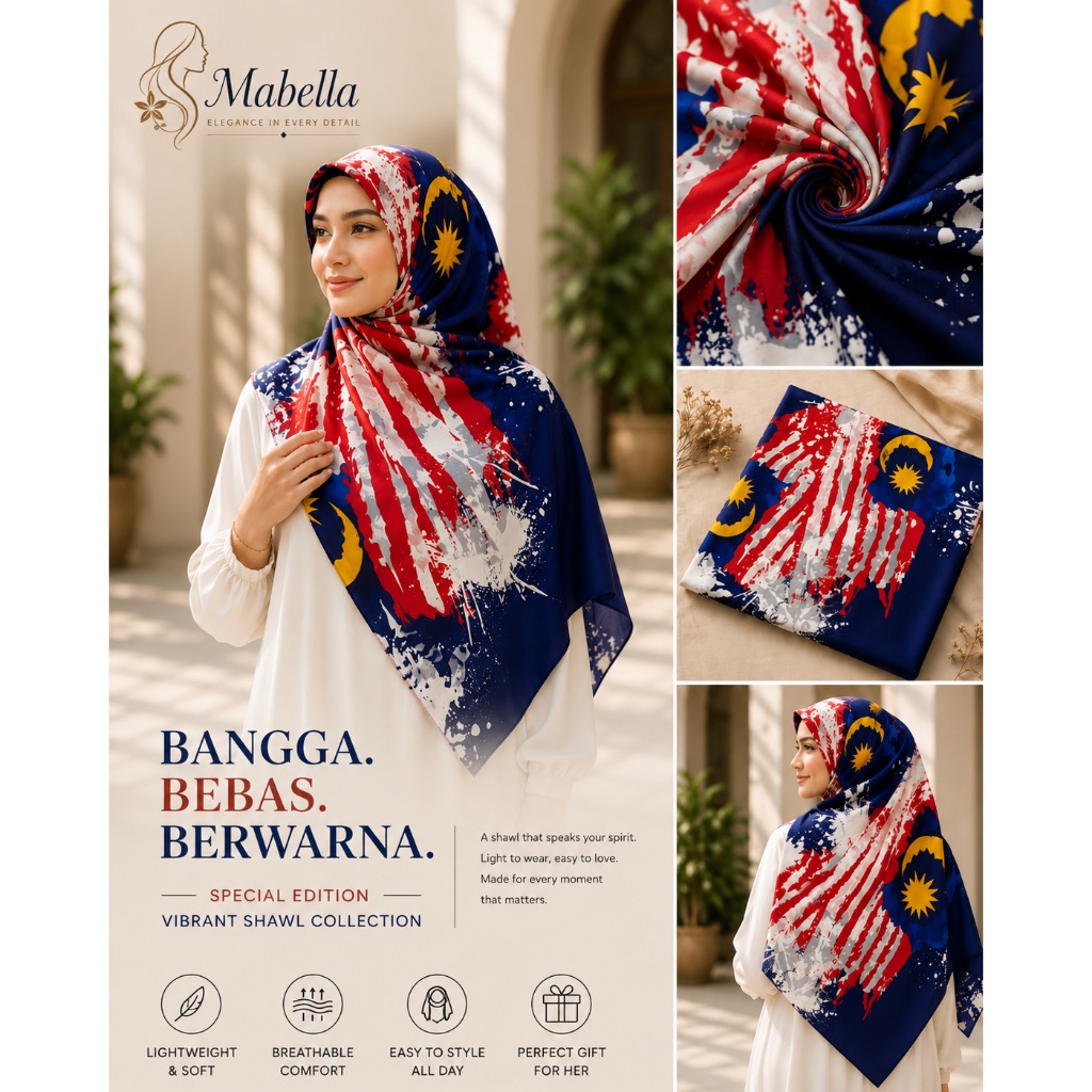Tudung Bawal Merdeka Corak Printed Bidang 45 Square Hijab: Ciri dan Pilihan Penggunaan