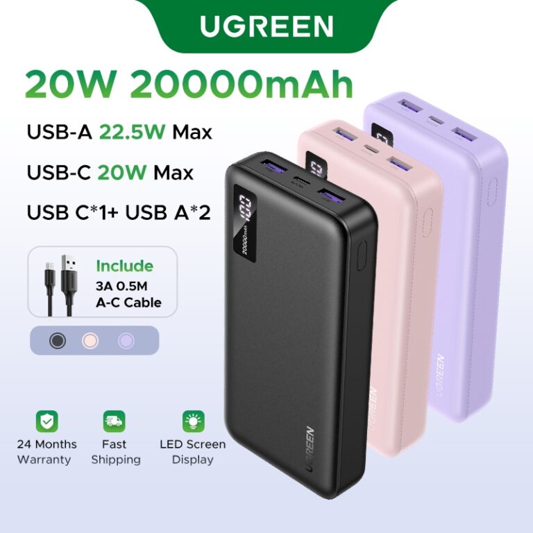 Power Bank UGREEN 20000mAh 22.5W: Pilihan Pengecasan Pantas Tiga Peranti