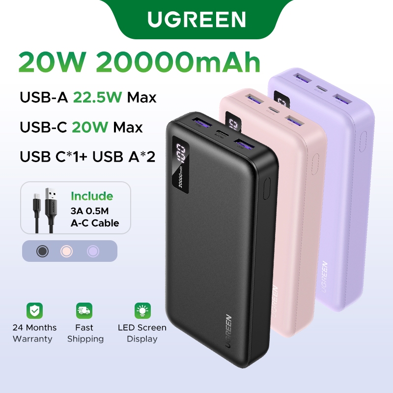 Power Bank UGREEN 20000mAh 22.5W: Pilihan Pengecasan Pantas Tiga Peranti