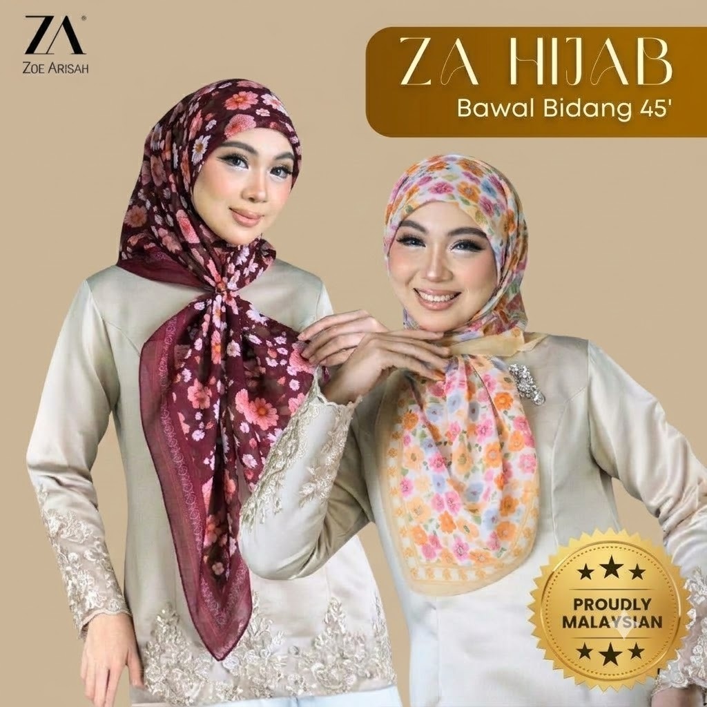 ZOE ARISAH BIDANG 45 PRINTED TUDUNG BAWAL: Pilihan Cotton Voile Harian